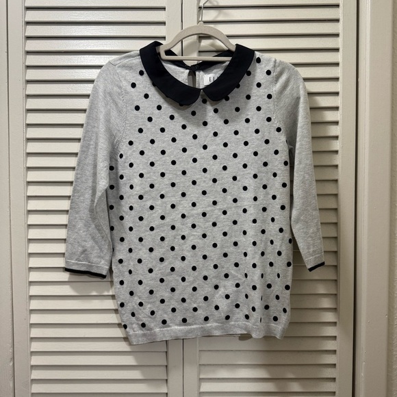 ELLE Flocked Dot Crewneck Sweater - Picture 2 of 6